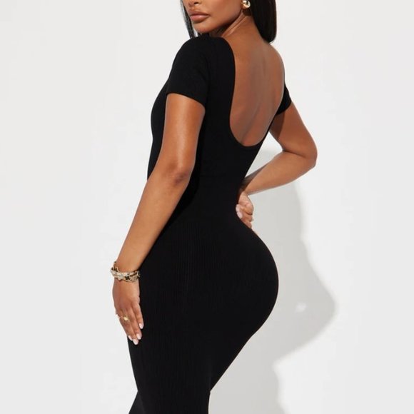 Black Bodycon Snatched Midi Dress FASHION NOVA - Picture 3 of 9